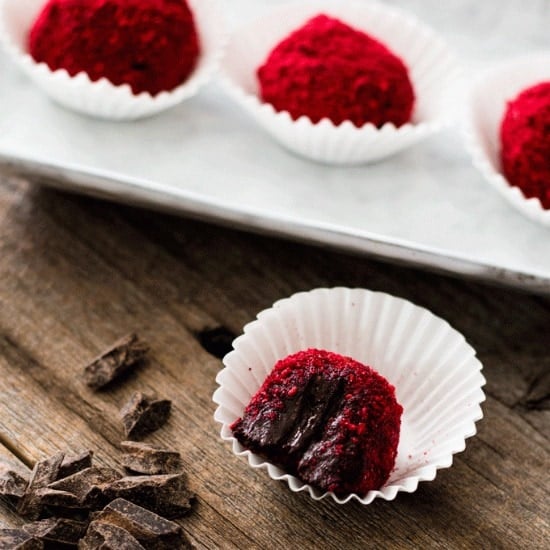 Chocolate Raspberry Truffles (sweetened with maple syrup)