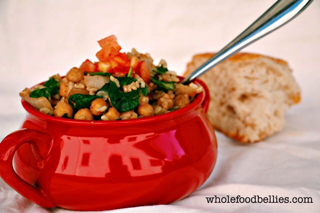 Chickpea, Spinach and Brown Rice Pot @wholefoodbellies.com