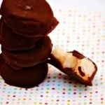 Up close shot of chocolate covered banana bites