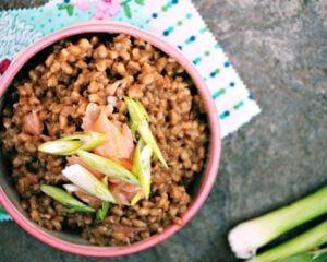 Creamy Barley Porridge with Smoked Salmon