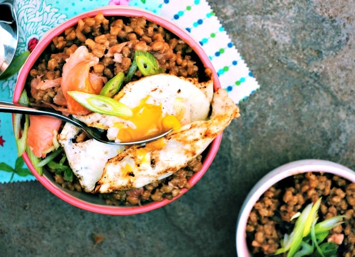 Creamy Barley and Smoked Salmon Brunch Bowl