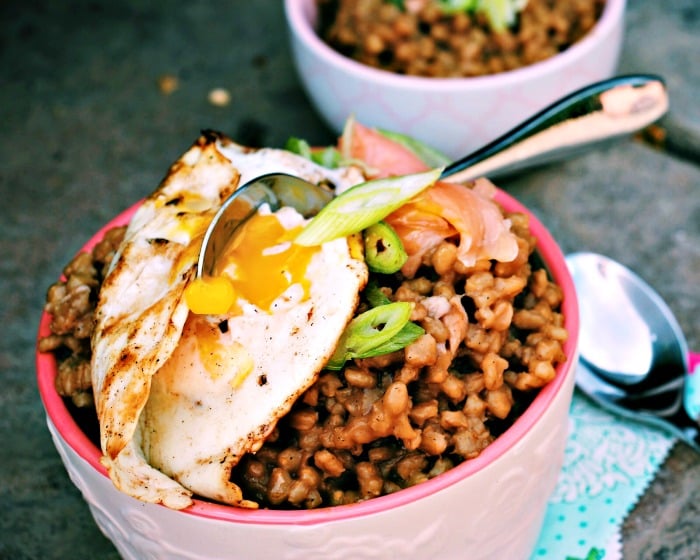 Creamy Barley and Smoked Salmon Brunch Bowl