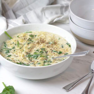 Creamy Orzo with Spinach Square