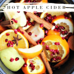 all the ingredients for crockpot apple cider decorated with star anise and cinnamon sticks