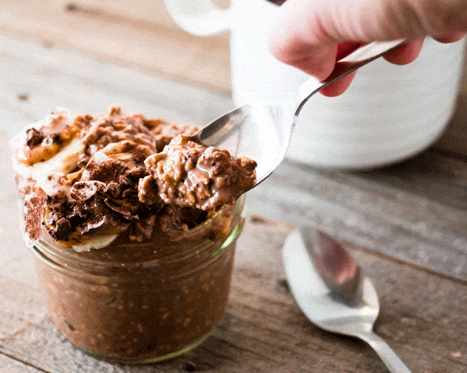 Clean Eating Overnight Chocolate Peanut Butter Cup Oats