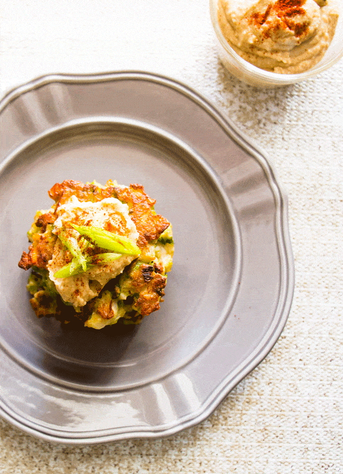 Spiced Cauliflower Parmesan Fritters. 