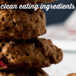 a stack of  Chocolate, Pecan, and Pomegranate Healthy Oatmeal Cookies Recipe on a white plate