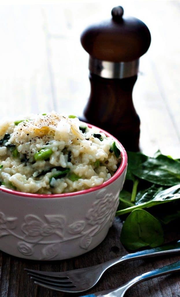 Creamy Edamame and Spinach Risotto (Pressure Cooker and Stove Top