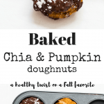 Baked Chia Pumpkin Pie Donuts. The perfect healthy snack for Fall. Vegan and refined sugar free