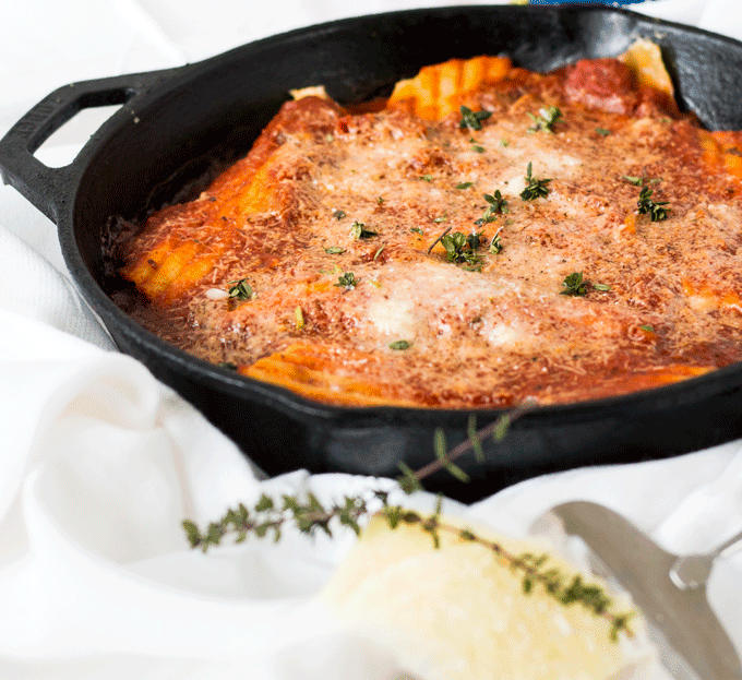 spinach and mushroom manicotti skillet