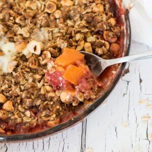 Strawberry Peach and Hazelnut Crumble