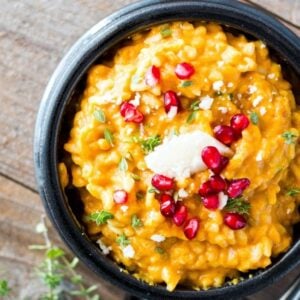 Pumpkin Goat Cheese Risotto with Pomegranate