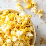 making popcorn on the stove: a bowl of popcorn