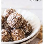 Easy No Bake Cashew Coconut Date Balls in a white bowl
