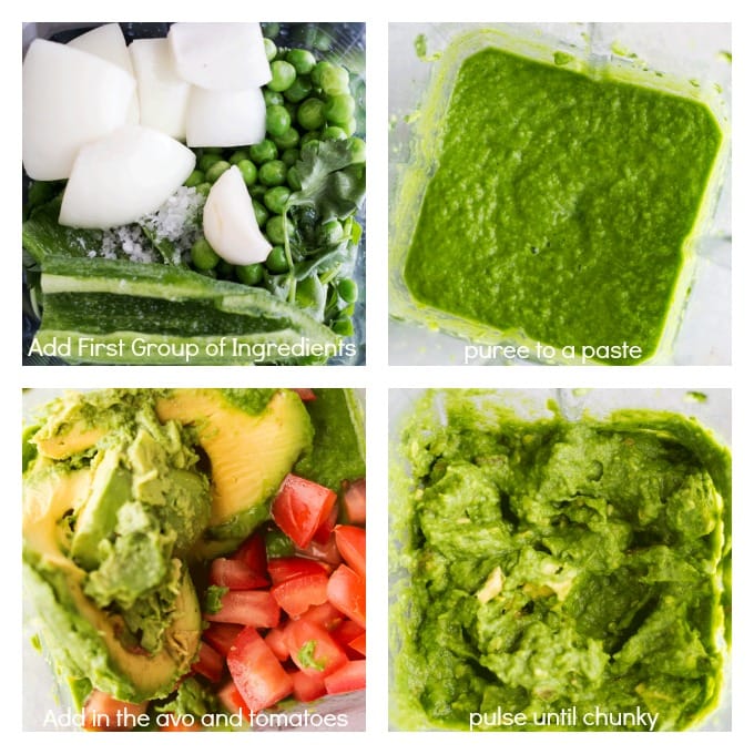 Green pea Guacamole made in the blender