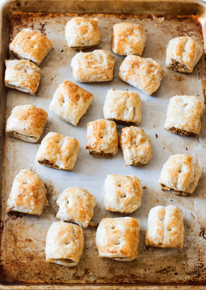 Full baking tray of Vegetarian Sausage Rolls Recipe