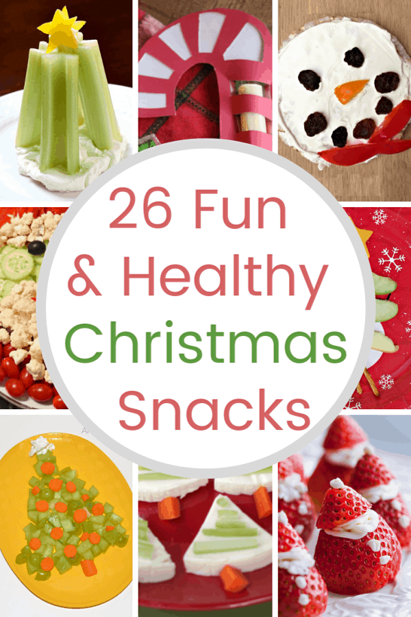 Collage of Fun and Healthy Christmas Snacks