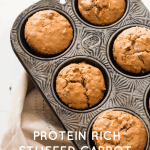Protein-rich carrot cake muffins stuffed with cream cheese