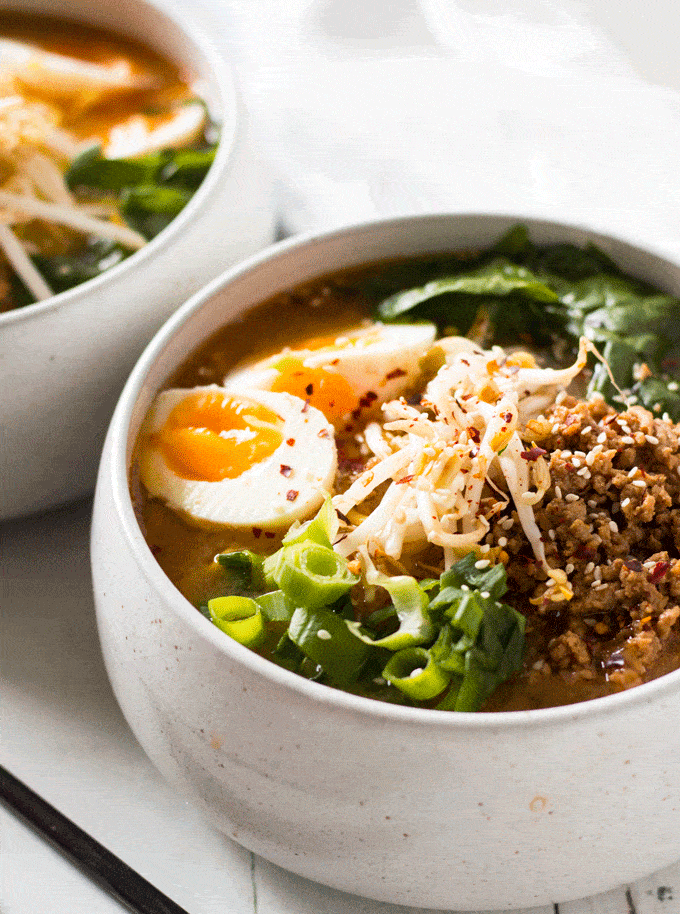 15 Minute Spicy Pork and Miso Noodle Soup