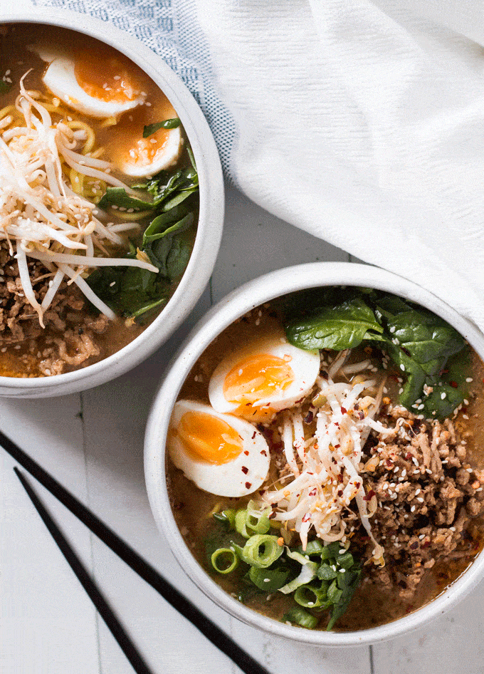 15 Minute Spicy Pork and Miso Noodle Soup