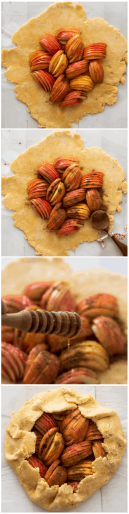 step by step process of making a warm apple crostata