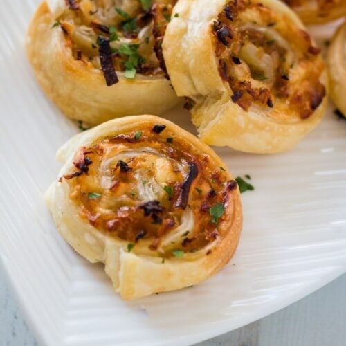 Mini Cheese and Caramelized Onion Tart Puff Pastry Appetizer