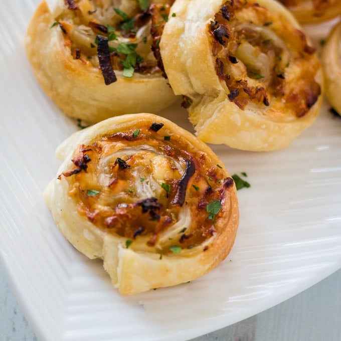  Cheddar Cheese and Balsamic Caramelized Onion Puff Pastry Appetizer