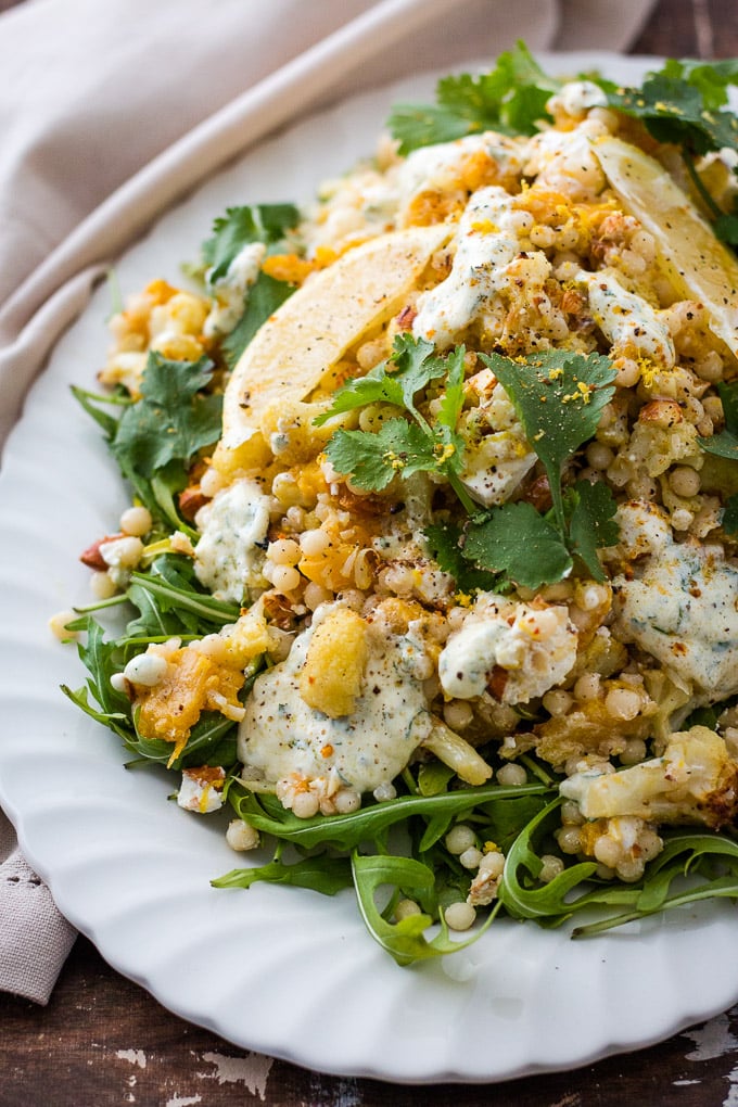 up close shot of pumpkin couscous salad