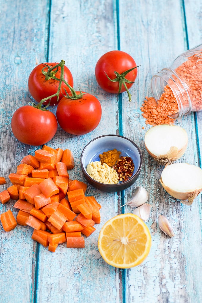 Ingredients needed for Carrot and Lentil Soup