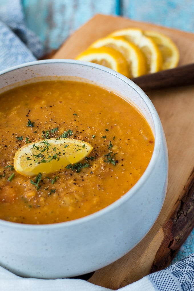 close up shot of Carrot and Lentil Soup