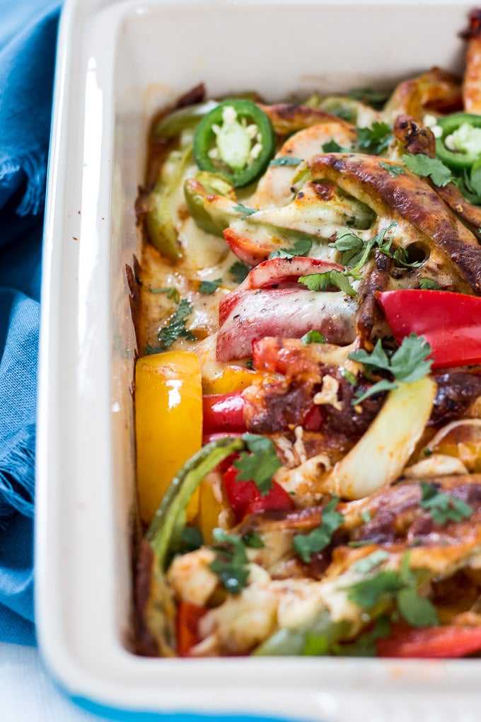 chicken fajita casserole up close