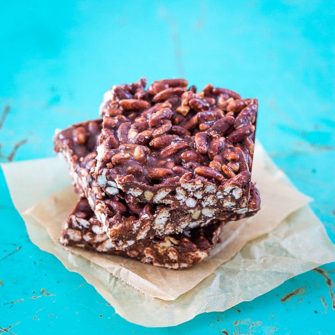 NoBake Chocolate and Peanut Butter Healthy Rice Bubble Slice Whole