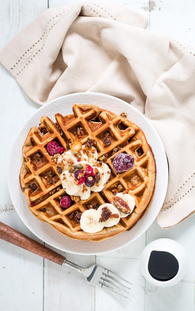 Date And Banana Oat Flour Waffles In The Blender