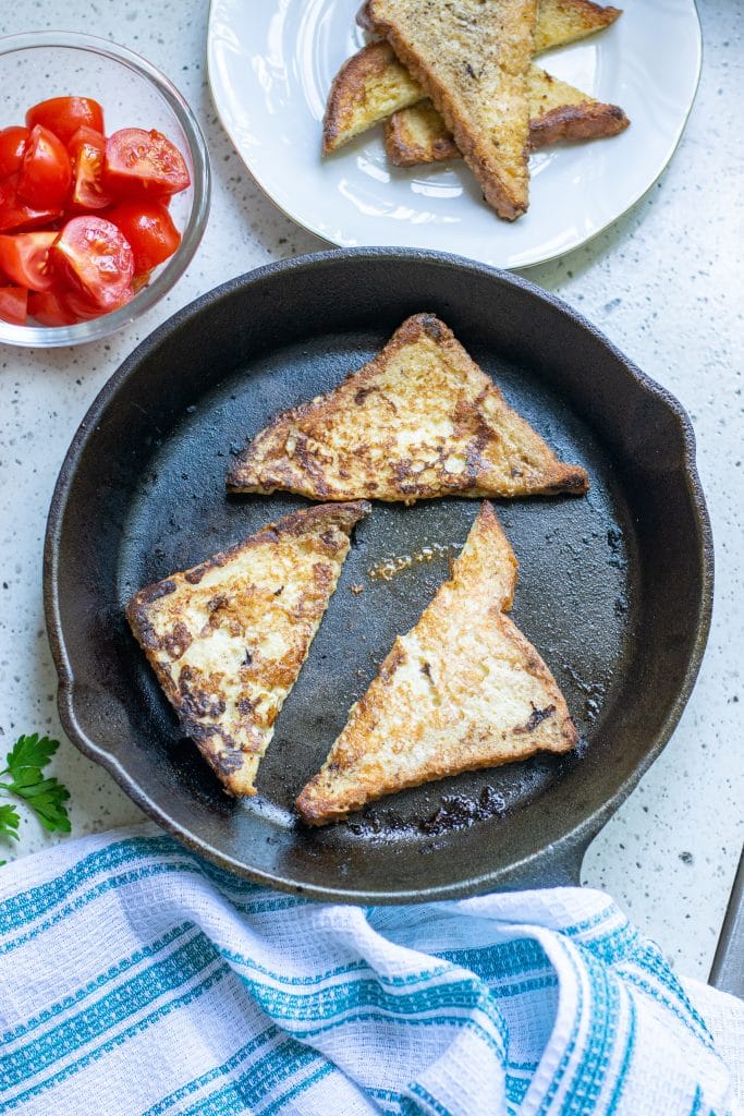 French toast being cooked in a skillet