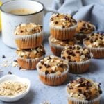 Peanut butter chocolate chip banana oatmeal muffins