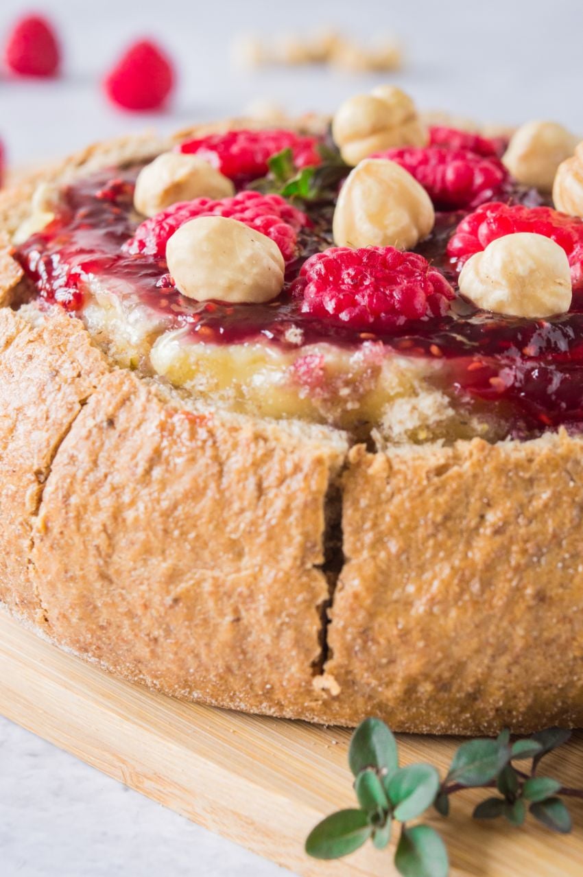Raspberry Baked Brie with Jam and Hazelnut - Whole Food Bellies