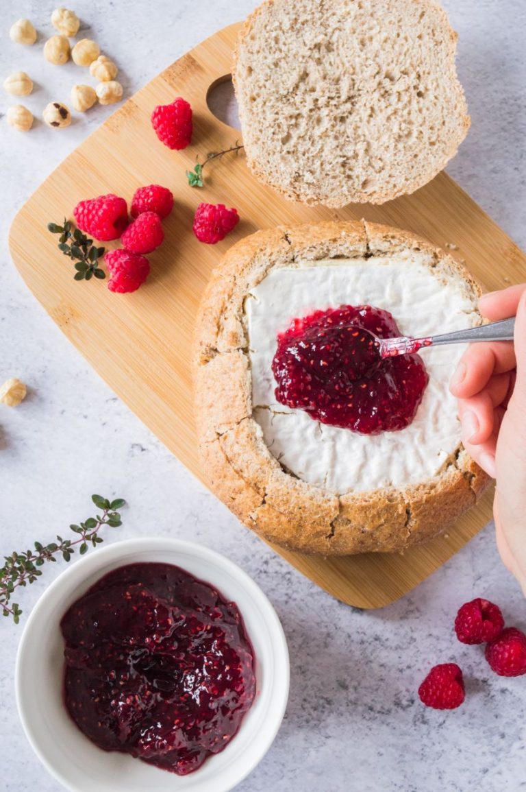 Raspberry Baked Brie with Jam and Hazelnut Whole Food Bellies