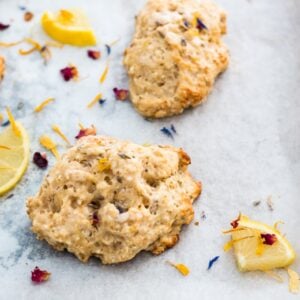 up close shot of homemade lavender scones