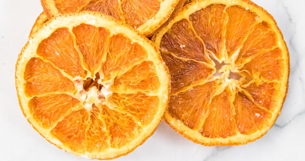 A stack of dried orange slices