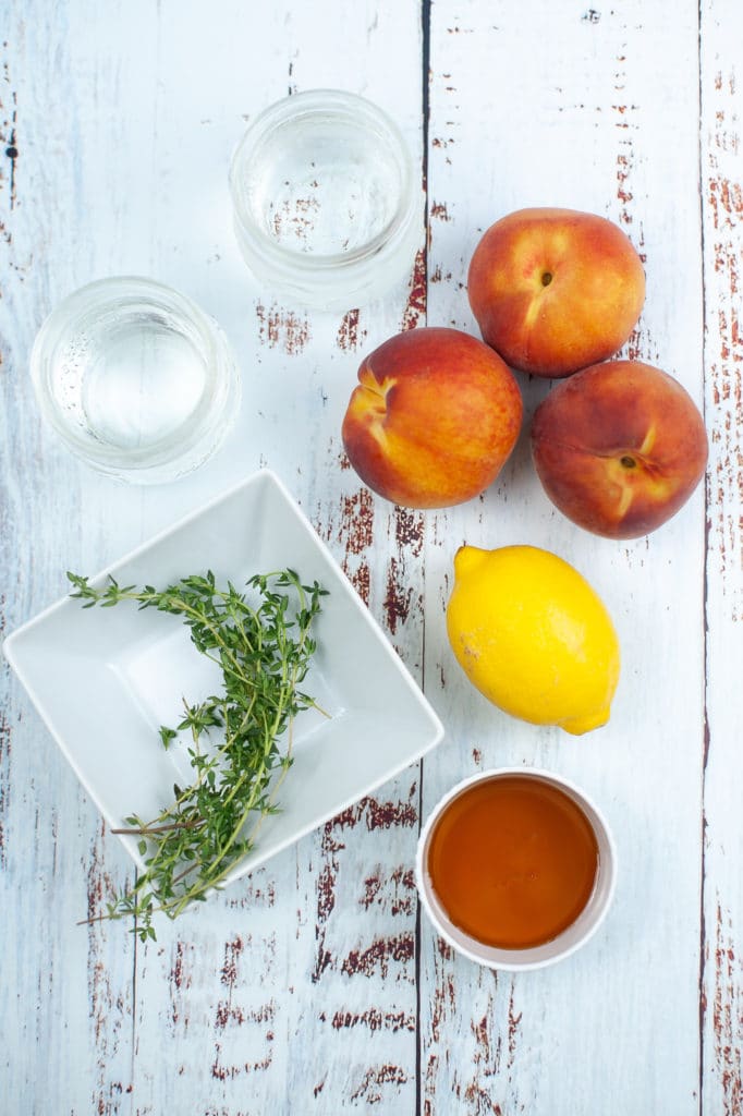 Ingredient shot for thyme honey and peach gin cocktail