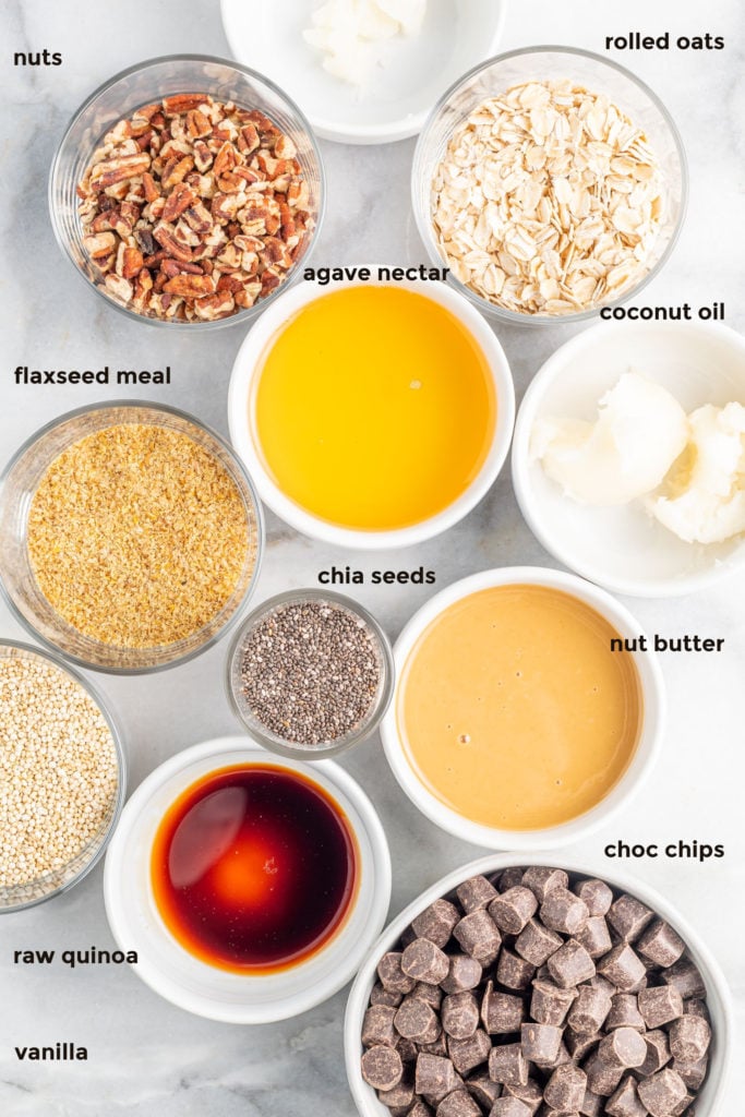 Labelled Ingredients for Quinoa Chocolate Bars