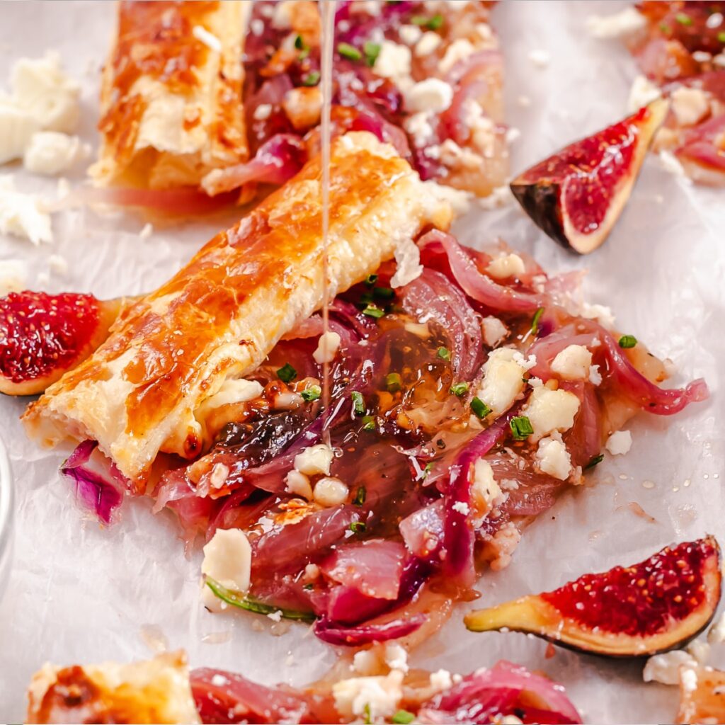 Puff Pastry Caramelized Onion Tart with Feta and Fig Jam Whole Food