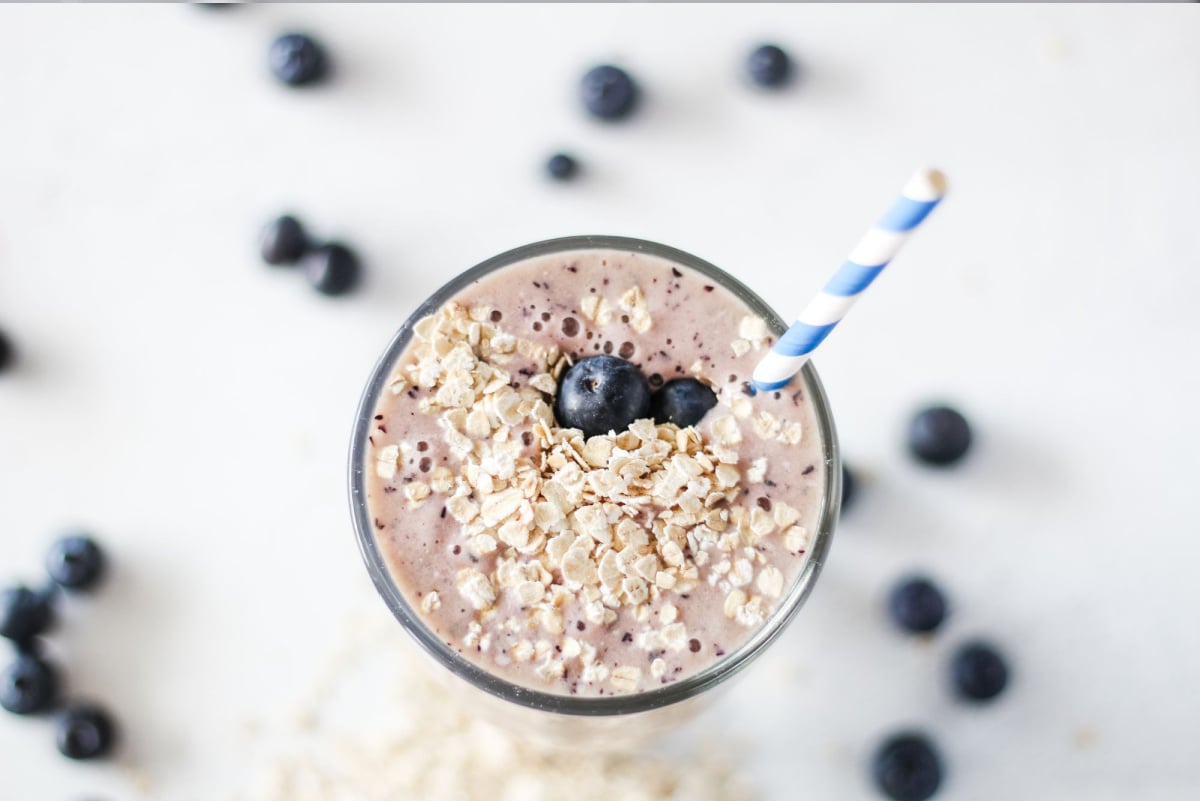 Banana Blueberry Pancake Protein Smoothie