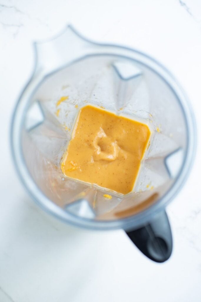 puréed mango in a high-speed blender