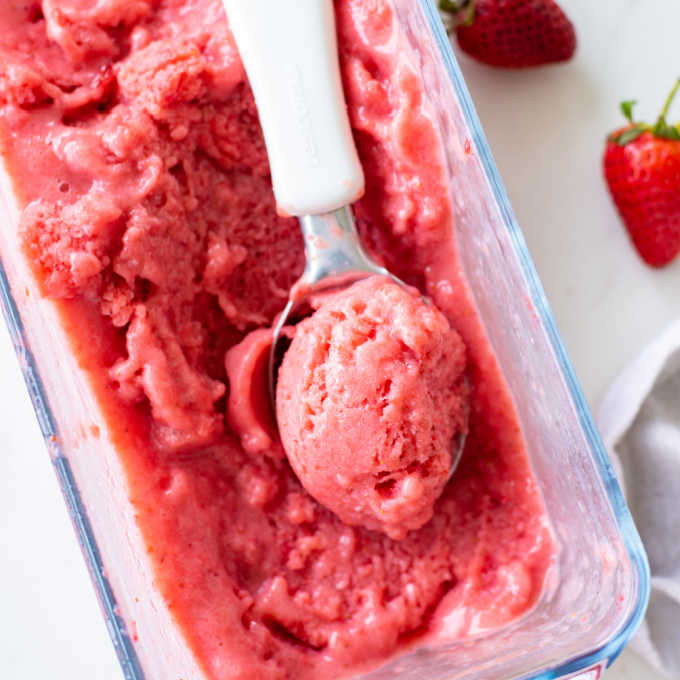 No Churn Strawberry Sherbet