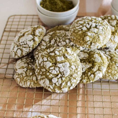 Crinkle Coconut Matcha Cookies
