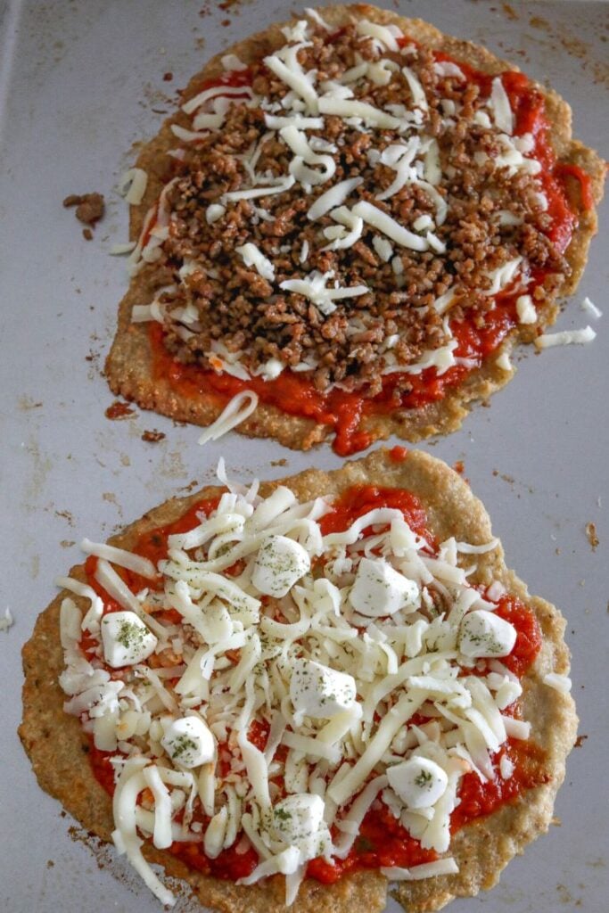 Mix and match ingredients on a chicken base pizza