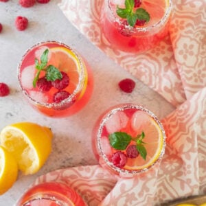 Homemade lemonade with ginger and raspberry